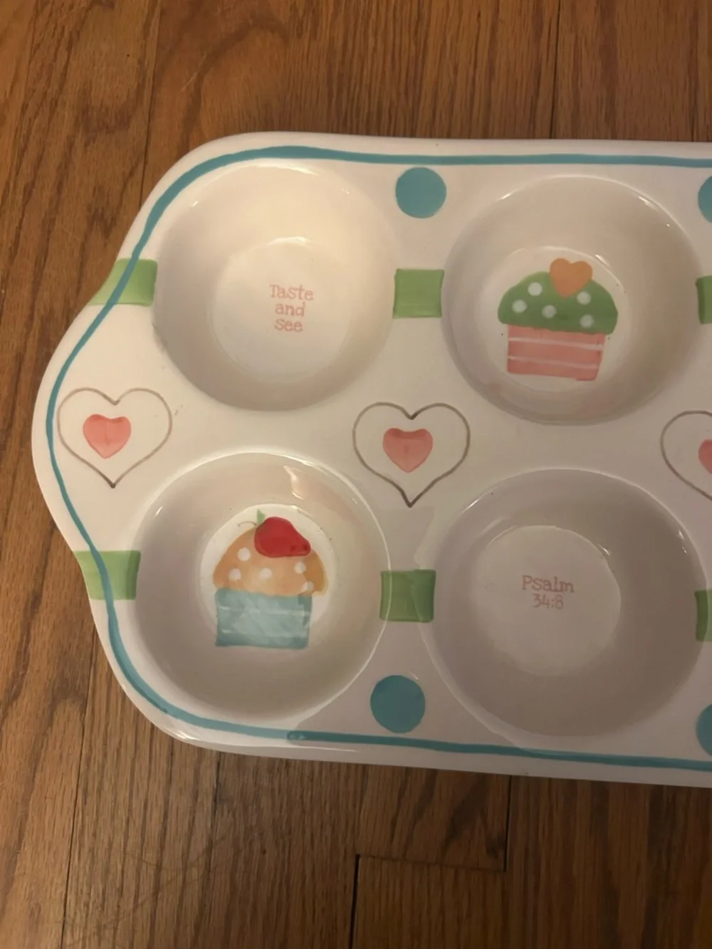 Boston Warehouse Corp. White Pink Blue Biblical Cottagecore Muffin Serving Tray
